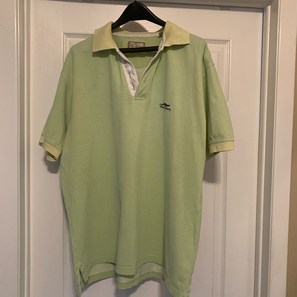 Vintage Thomas Burberry Green and Yellow Polo Shirt